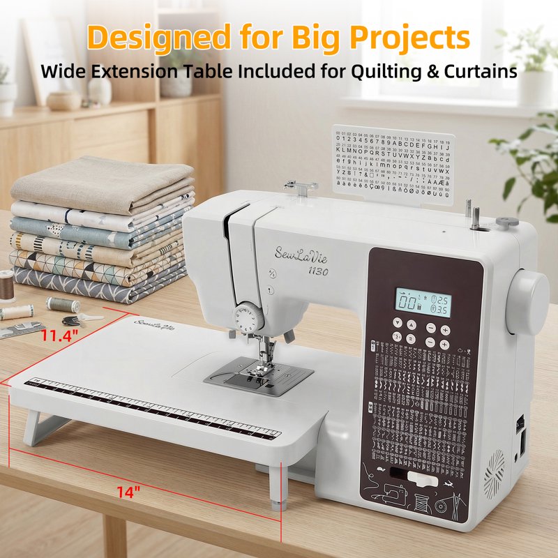 Computerized Sewing Machine with 300 Stitches & Wide Extension Table