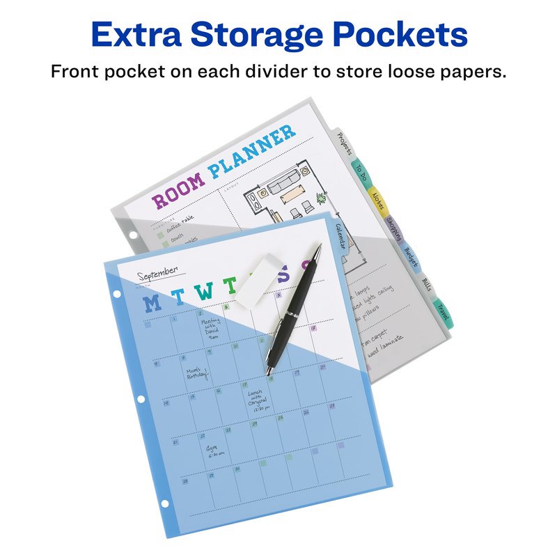 Write & Erase Binder Dividers 8-Tab Multicolor - Reusable Plastic Page Separators