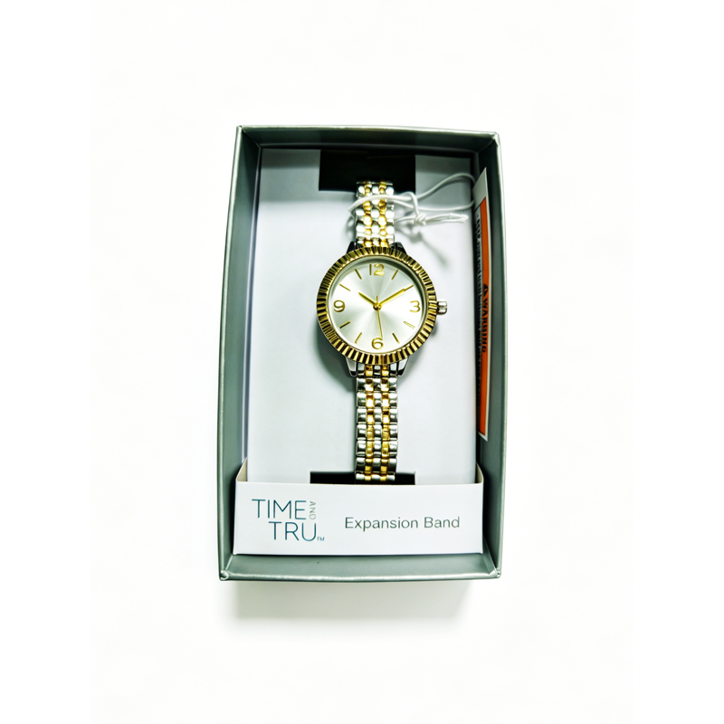 Women's Two-Tone Analogue Watch with Silver Dial and Gold Hands