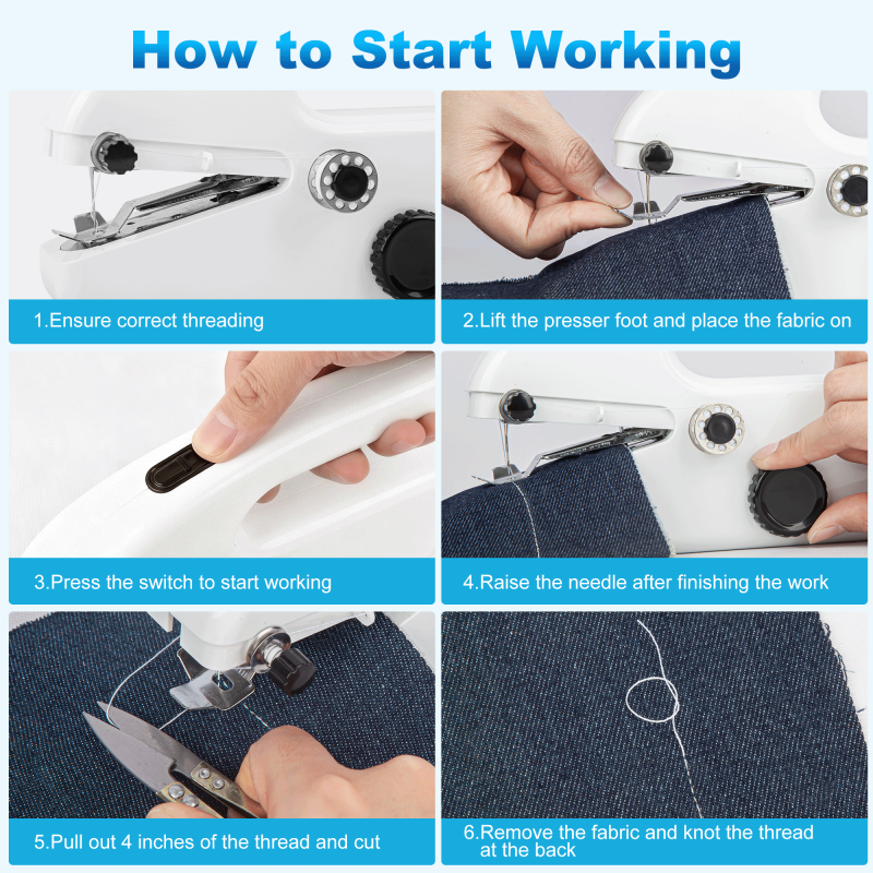 Portable Handheld Sewing Machine - Mini Cordless Hemming & Repair Tool