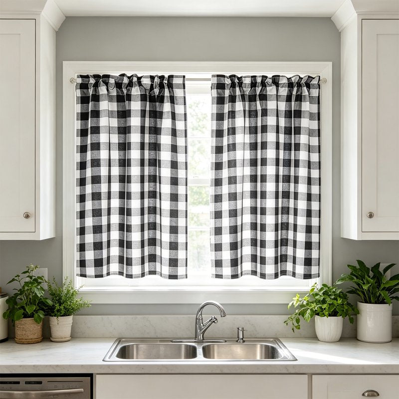 Light Filter Nylon Cafe Curtains - 2 Panels Insulated Window Coverings - 39x28in
