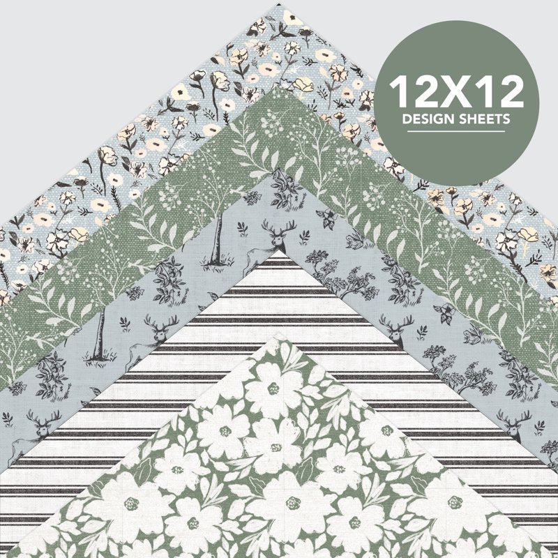 White Cottage Paper Pad - 50 Sheets, 25 Designs for Scrapbooking & Crafts