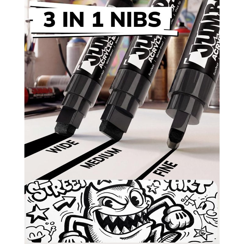 JusArt 4-Piece Jumbo Paint Marker Set - Multi-Surface Acrylic Markers for Art & Craft