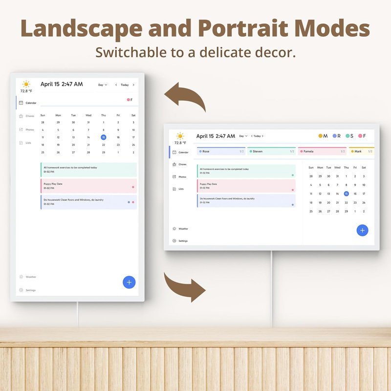 27-Inch Digital Family Calendar Touchscreen Wall & Desk Display