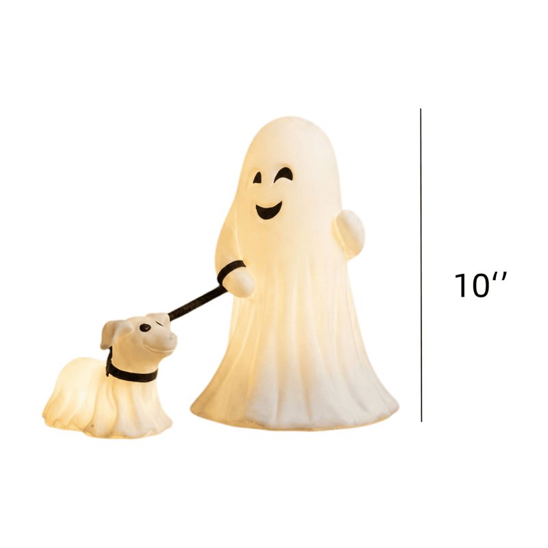 Halloween Ghost with Dog Night Light - Cute LED Desk Lamp for Indoor Outdoor Decor