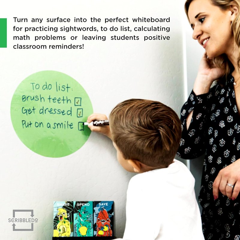 Colorful Dry Erase Dot Stickers - Reusable Vinyl Sticky Dots for Classroom & Office, 8-Pack, 11 inches