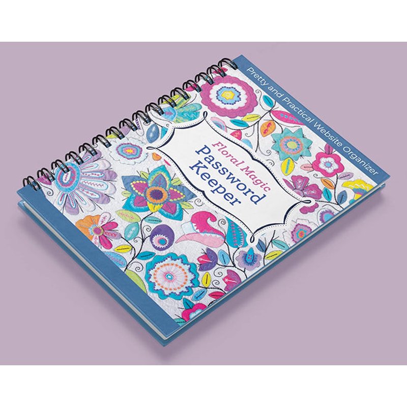 Spiral Password Keeper Organizer with Floral Design - Office & Stationery