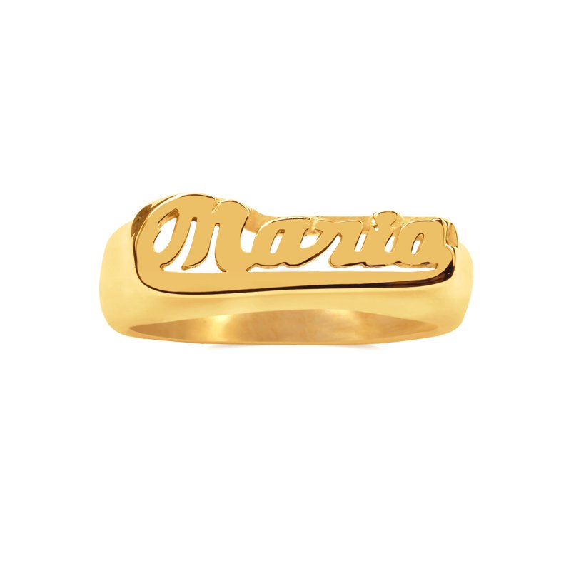 Personalized Script Name Ring with Polished Bar - Customizable Jewelry for Women