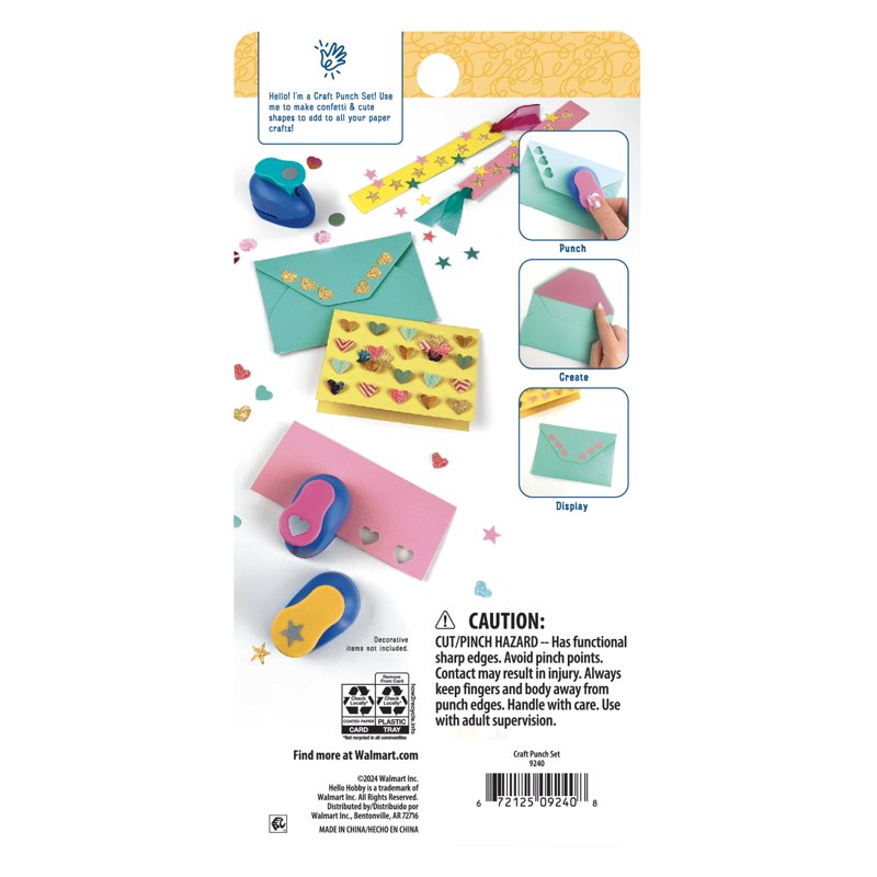 Kids Craft Punch Set with 3 Shape Hole Punchers for Arts and Scrapbooking