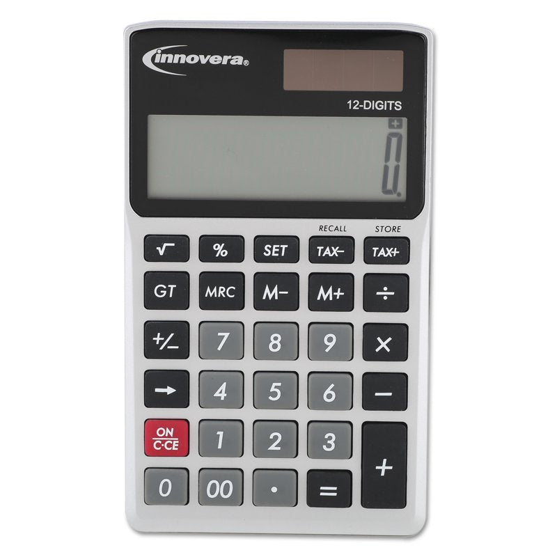 12-Digit LCD Handheld Calculator with Protective Case - Dual Solar Battery Power