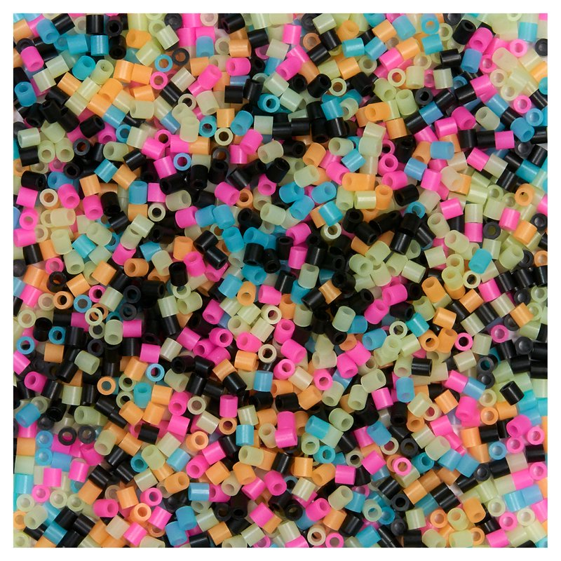 Glow-in-the-Dark Bead Bucket Kit for Arts & Crafts - 5000 Colored Beads & Pegboards