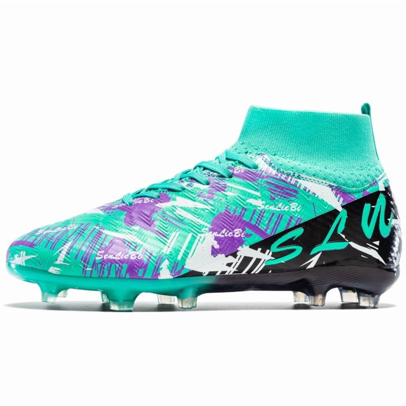 OnyxTrek Unisex High-Top Soccer Cleats – Graphic Printed Football Shoes, EU37 (Men) X2407 AG Green