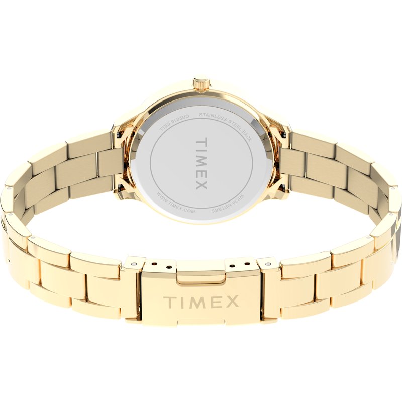 Timex Women's 32mm Gold-Tone Dress Watch with Champagne Dial & Steel Bracelet