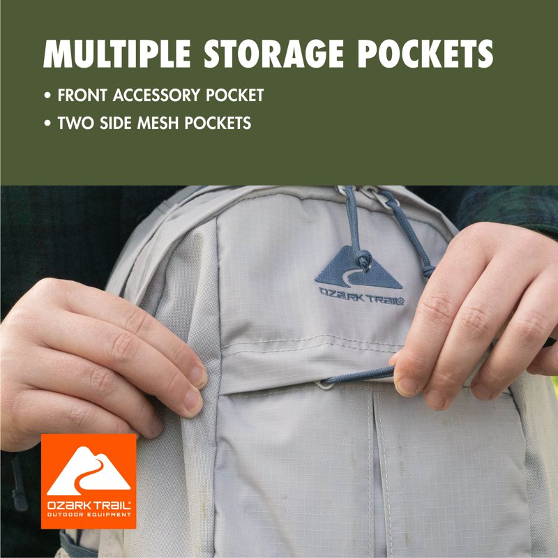Adult 25L Polyester Hiking Backpack with Adjustable Straps & Water Bottle Pockets