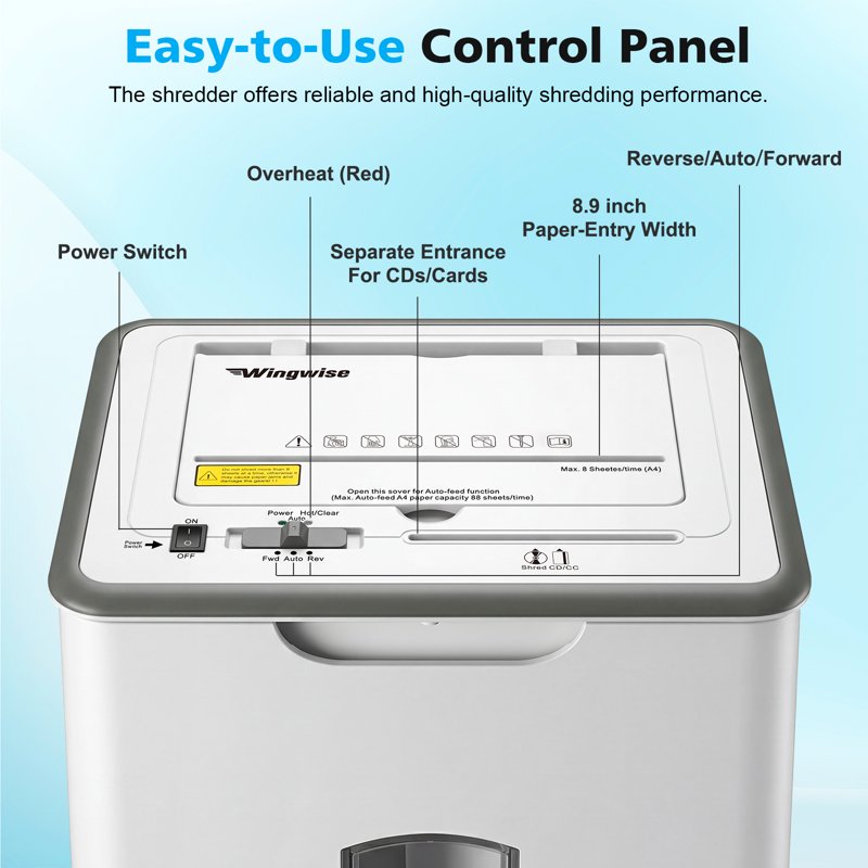 Cross Cut Paper Shredder 60 Sheets with 5.8-Gallon Bin, CD & Credit Card Slot