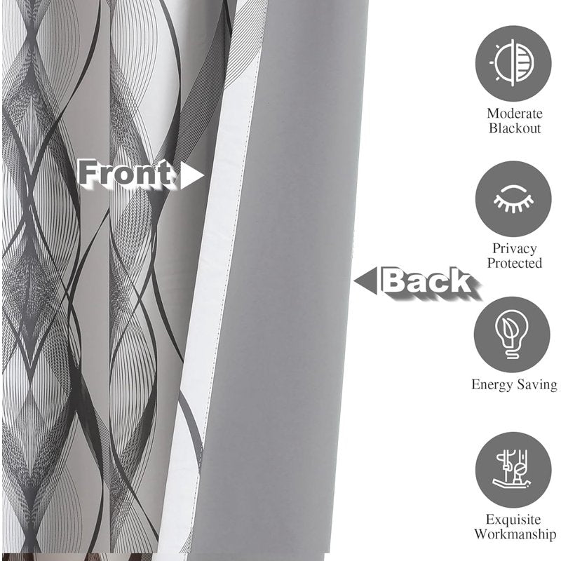 Blackout Window Curtains Set for Bedroom and Living Room - Noise & Thermal Insulated Drapes, Grey, Pack of 2