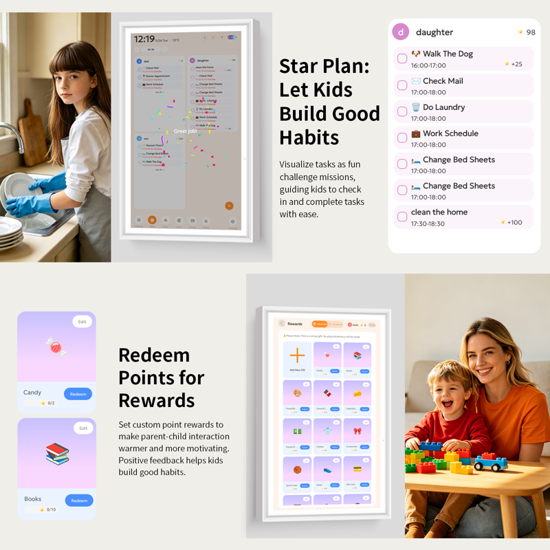 15.6-Inch Touchscreen Family Digital Calendar with Chore & Meal Planner
