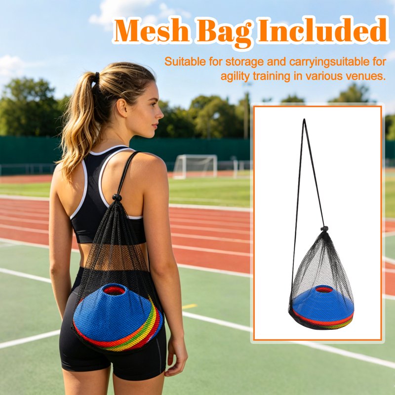 30 Pcs Disc Cones - Agility Training Cones with Carry Bag for Soccer, Football, Basketball