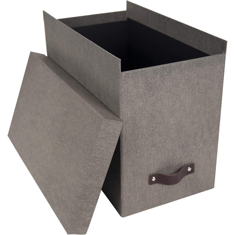 Bigso John Desktop File Storage Box with Handle - Grey, Letter Size Organizer