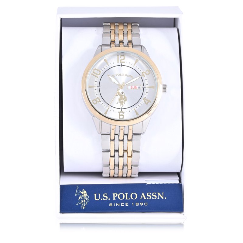 Men's Two-Tone Silver and Gold Analog Watch with Round Dial