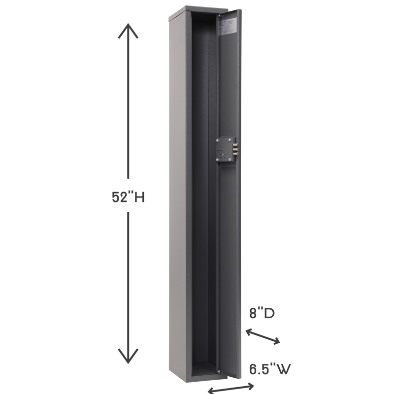 Long Rifle Gun Safe with Key Lock - 8x6.5x52 Metal Storage Cabinet