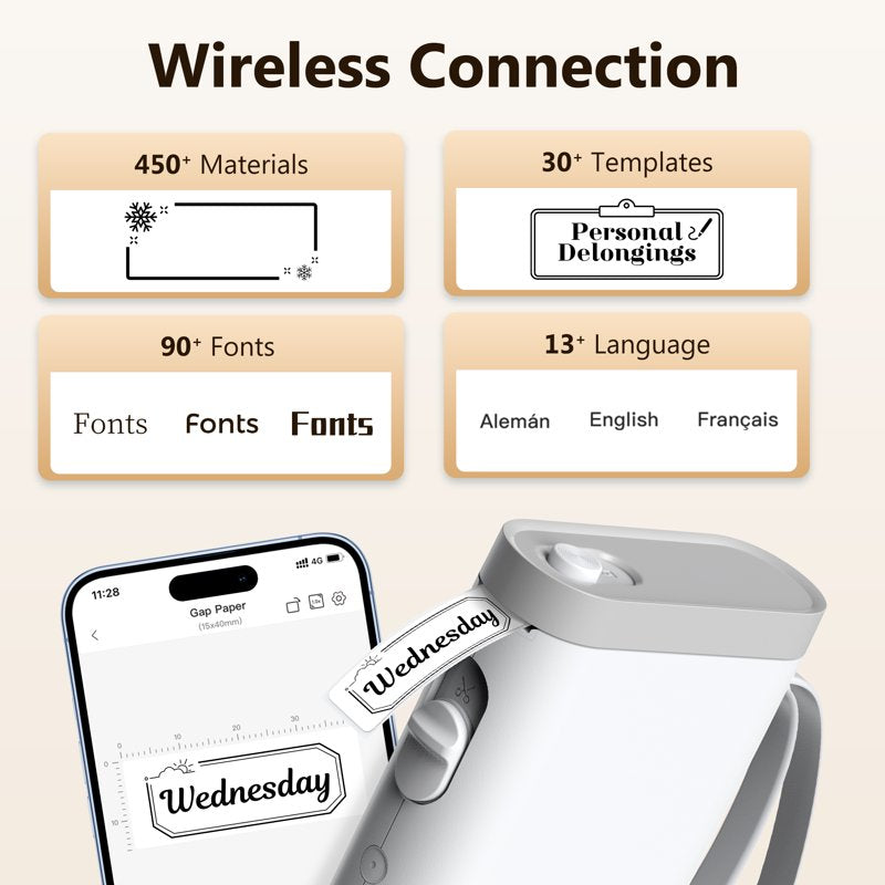 Bluetooth Label Maker Machine with Tape - Compact Portable Label Printer