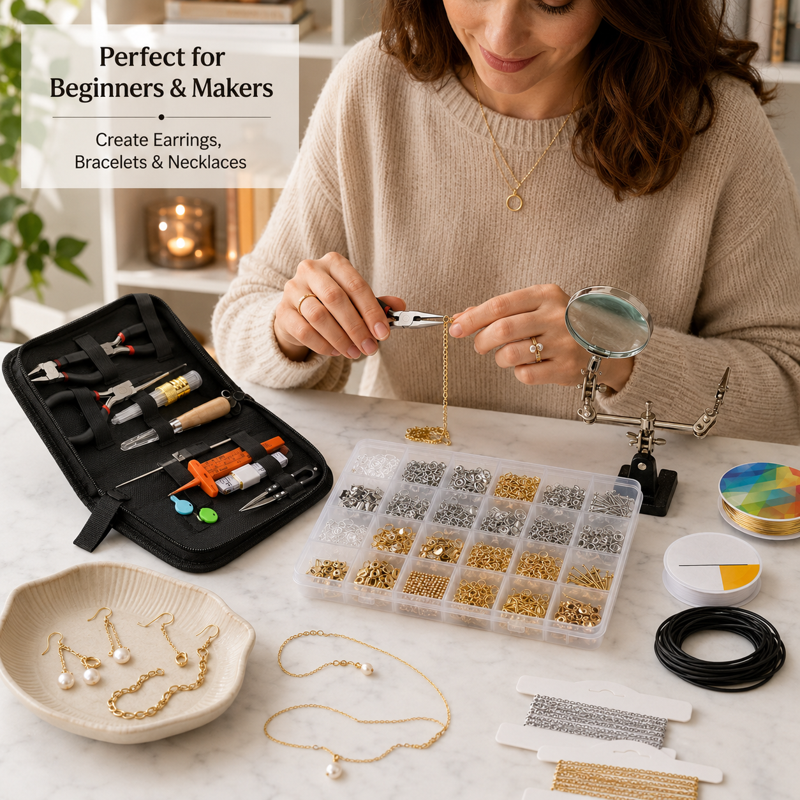 Jewelry Making Kit for Adults - Tools, Charms, Wires & Findings, All-Inclusive