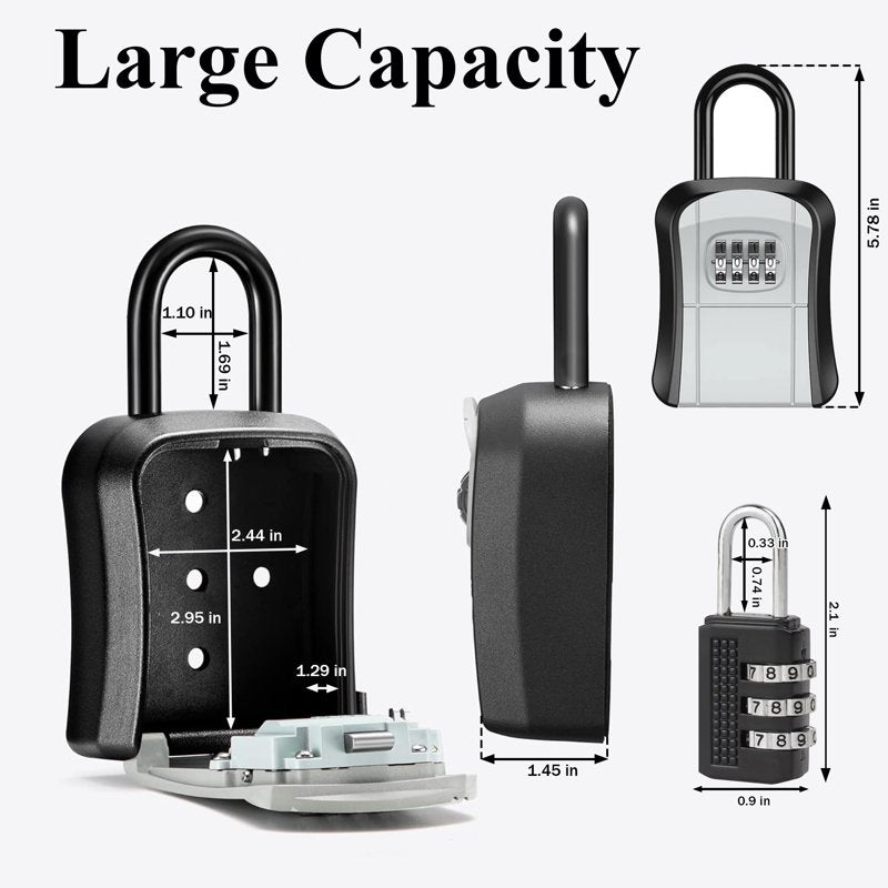 Portable 4-Digit Combination Key Lock Box for Indoor Outdoor Security