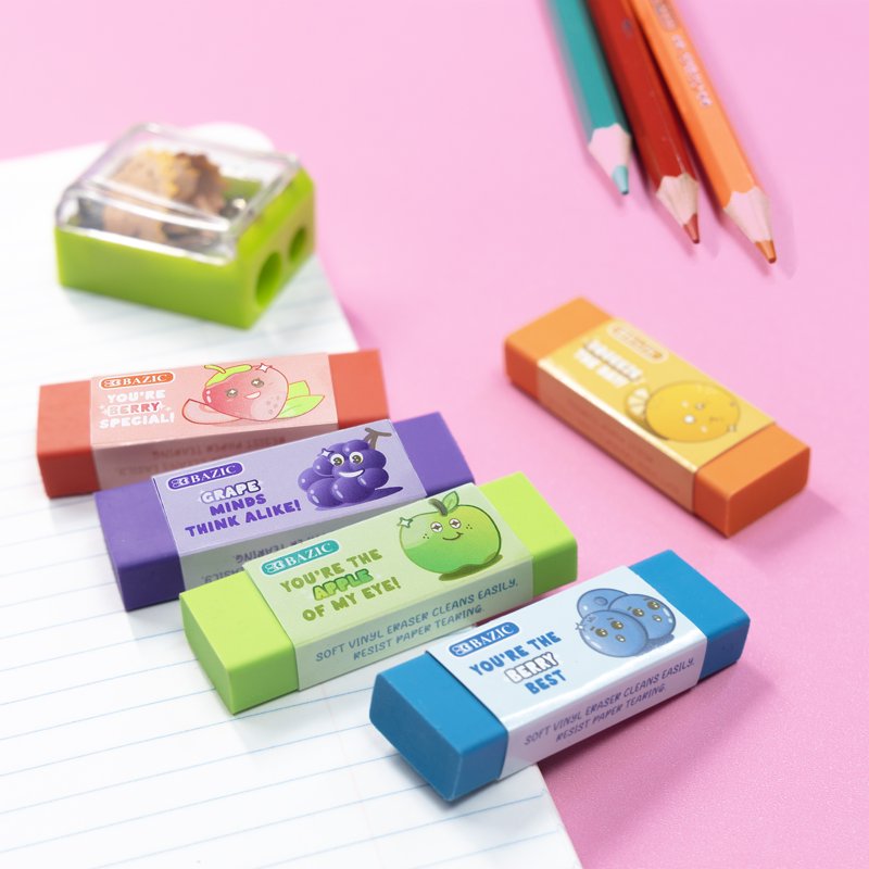 Scented Erasers 5 Pack - Latex-Free Assorted Fruity Scents for Drawing & School