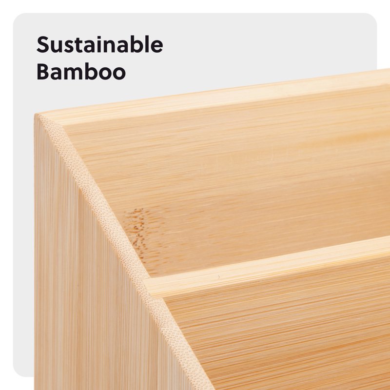Bamboo Desktop Organizer with 3 Compartments - Office Desk Storage