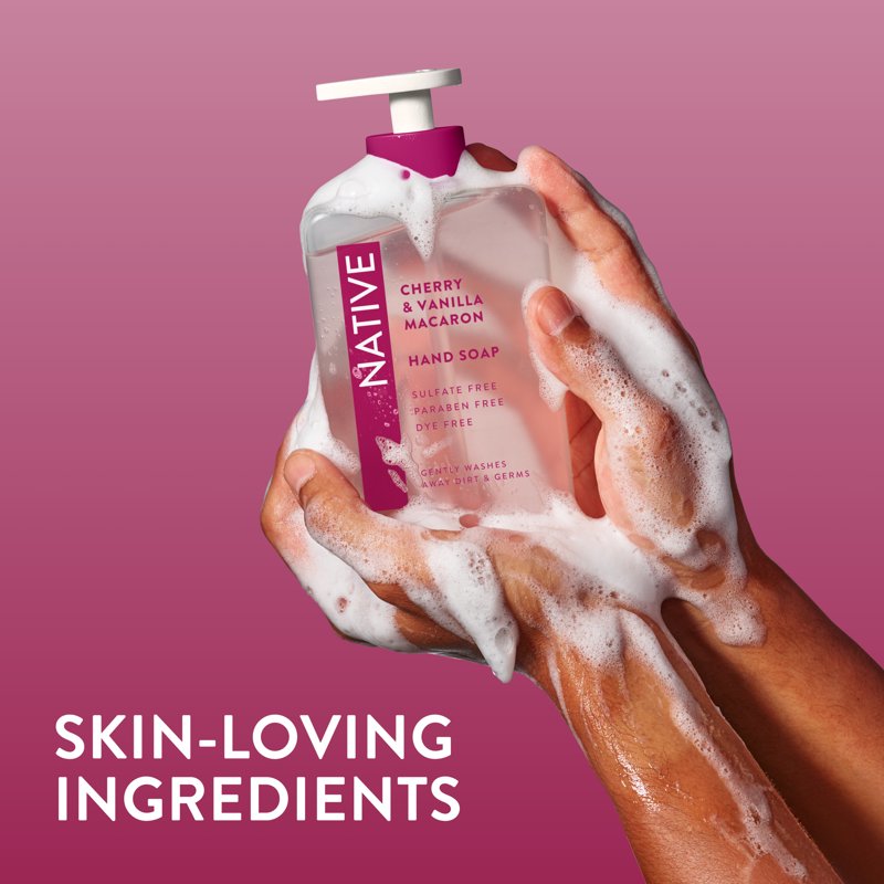 Natural Liquid Hand Soap - Non-Drying, Sulfate-Free Cherry & Vanilla Macaron Scent