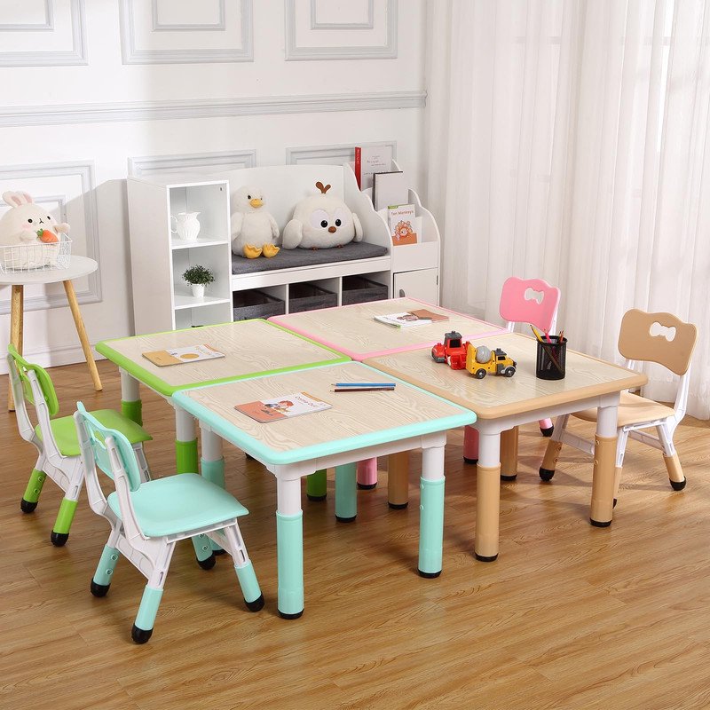 Kids Adjustable Activity Table and Chair Set with Graffiti Desktop for Ages 2-10