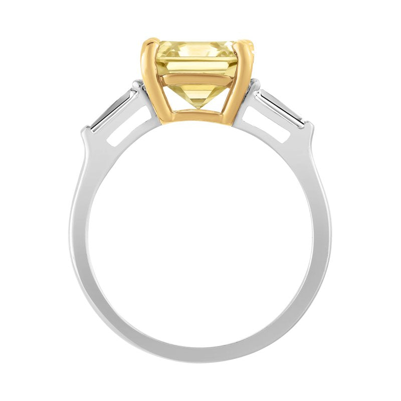 Sterling Silver Engagement Ring with Yellow Simulated Diamond & White Sapphire - Adjustable Sizes