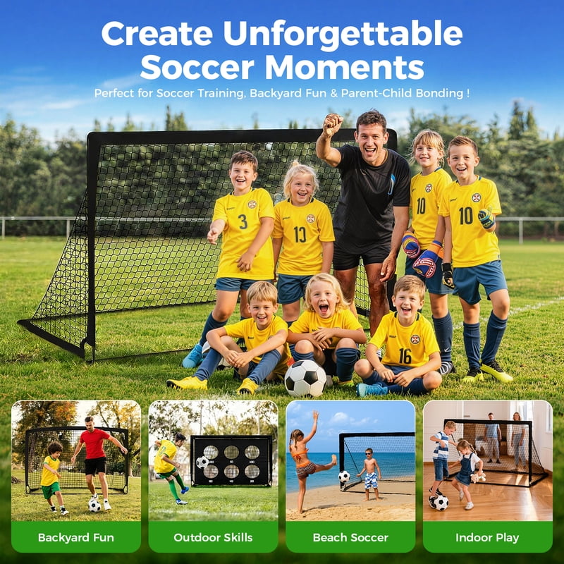 Portable 6x4 ft Kids Soccer Goal Set with Ball & Accessories – Backyard Training