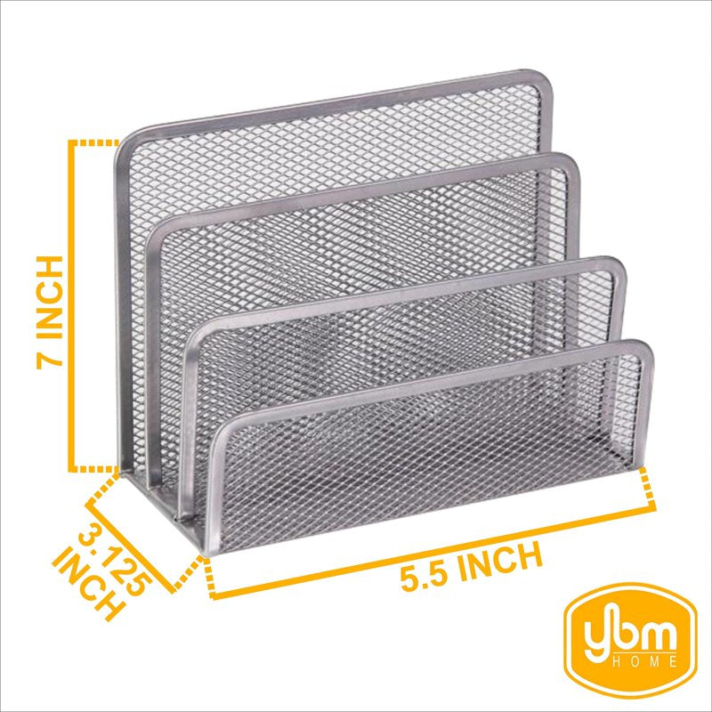 Desk Mail Organizer with 3 Mesh Slots for Office Documents and Folders