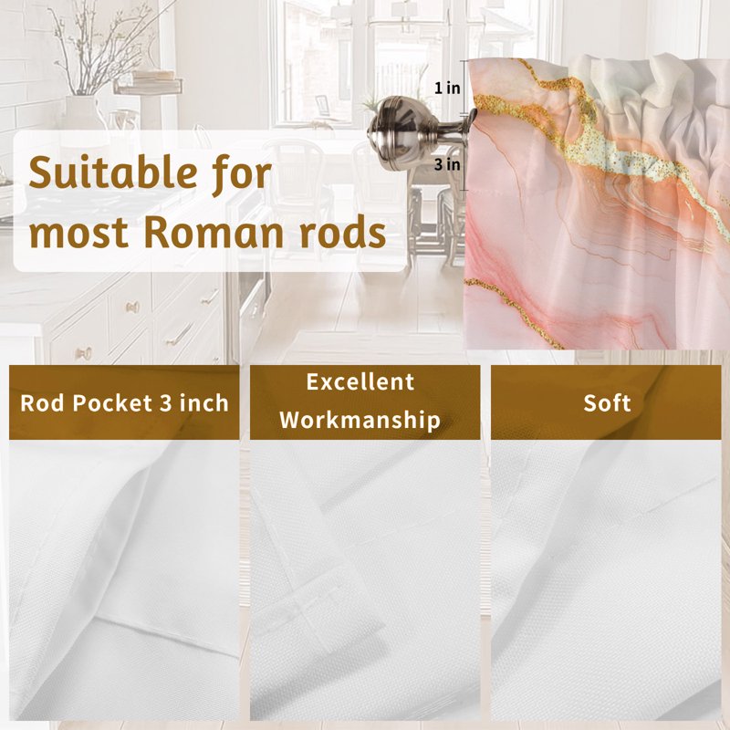 Light Filtering Window Valances Set of 2 - Modern Abstract Short Curtains for Living Room & Bedroom