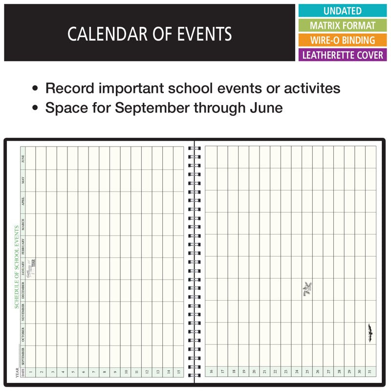 Teacher Lesson Planner Book 8.5x11 Inches - Black, Durable, Weekly & Daily Organizer