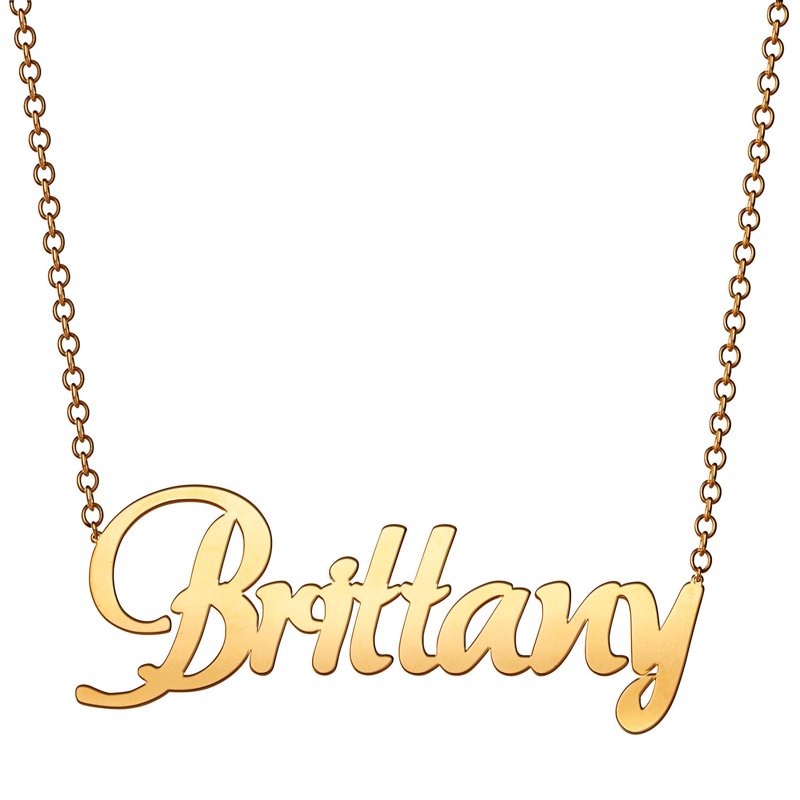 Personalized Women's Oversized Nameplate Necklace - Gold Plated, Custom Name