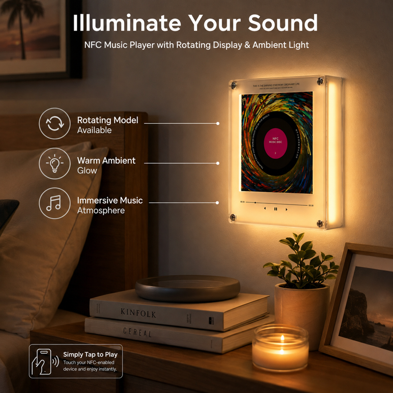 Magnetic NFC Music Player for Refrigerator - Custom Song Storage with LED Light