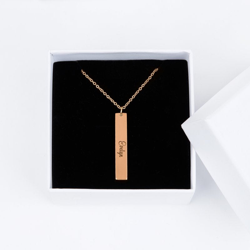 Personalized Vertical Bar Necklace - Engravable Gift Jewelry for Her