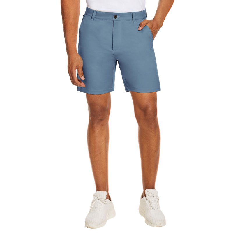 Puli Men’s Golf Dress Shorts 7" Flat Front Lightweight Quick-Dry Hybrid Chino – Solid Blue Grey, 36