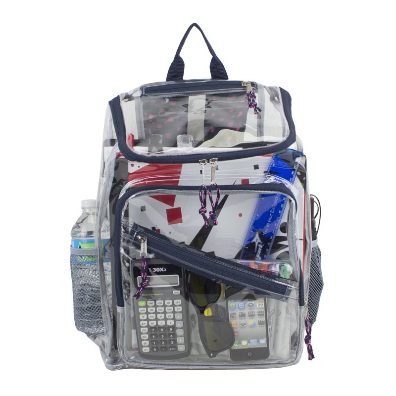 Unisex Clear Top Loader Backpack with Polka Dots - Stylish & Durable School Bag
