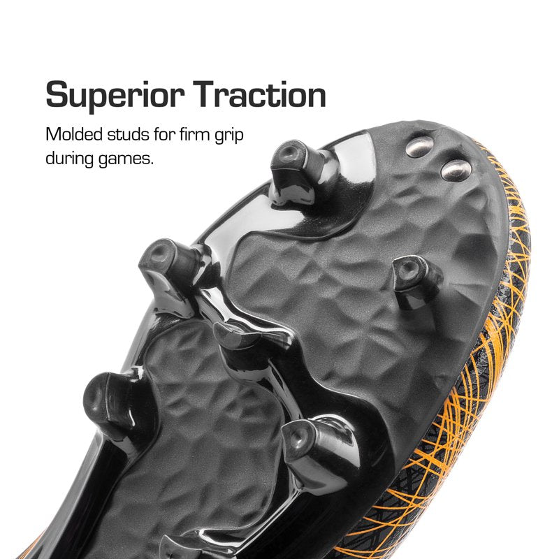 Dream Pairs Kids Soccer Cleats Kids Youth Firm Ground Football Shoes Black/Orange
