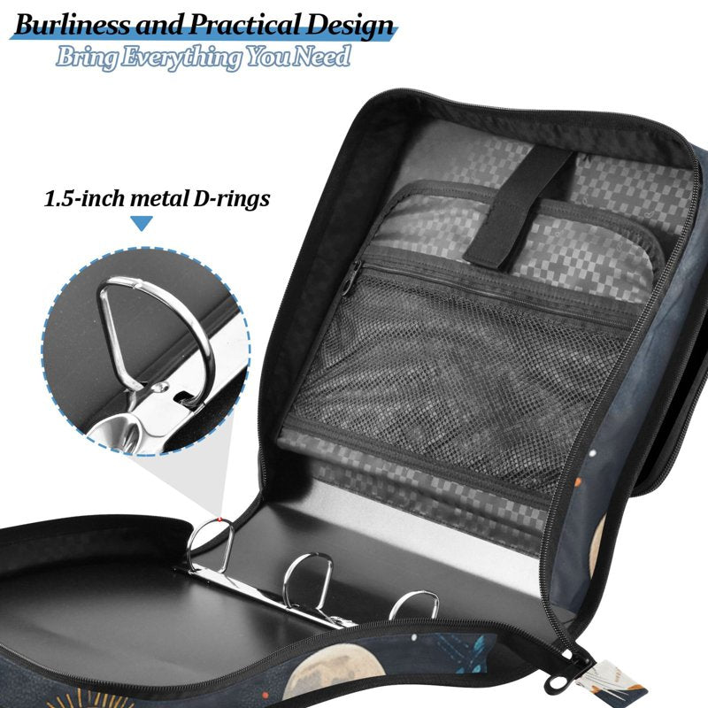 Waterproof Zipper Binder with Shoulder Strap - 2 Inch D-Ring, 500 Sheets Capacity