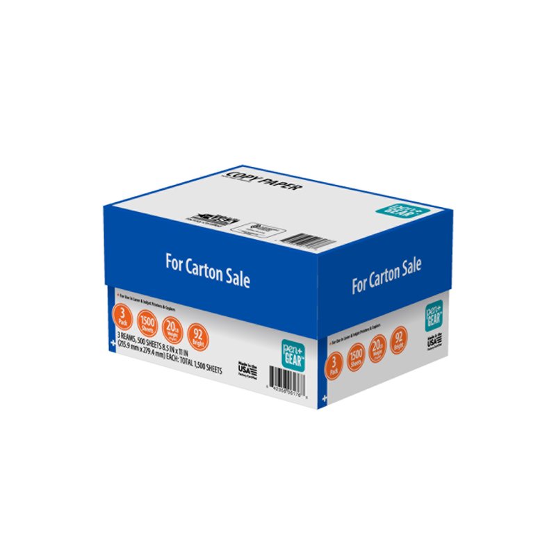 8.5 x 11 Copy Paper - 20 lb, 92 Bright White, 1500 Sheets, 3 Ream Case