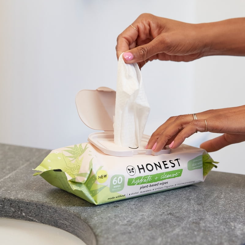 Hydrating & Cleansing Baby Wipes - All Natural Aloe & Cucumber, 60+ Count
