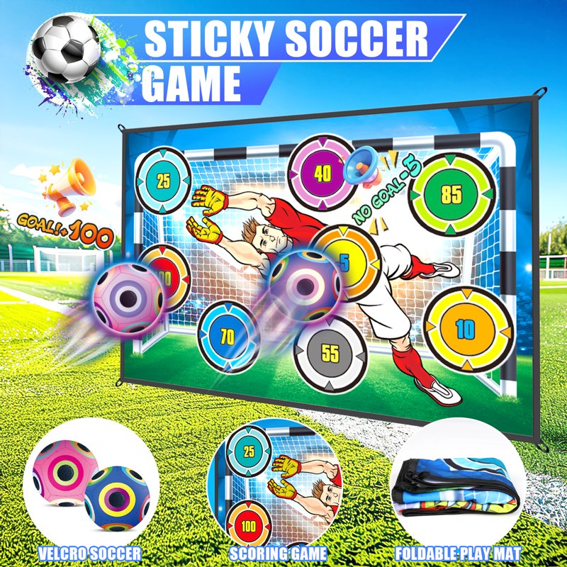 Indoor Outdoor Soccer Game Set for Kids with 2 Balls & Target Board