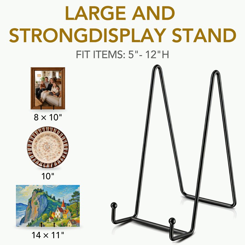 6-Inch Metal Display Stands 4-Pack for Picture Frames, Plates & Art