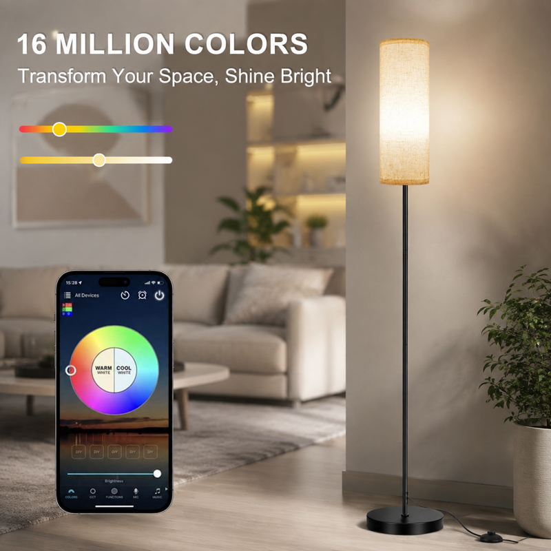 2-Pack Adjustable Color Temperature Floor Lamps - Dimmable Standing Lamps for Living Room & Bedroom