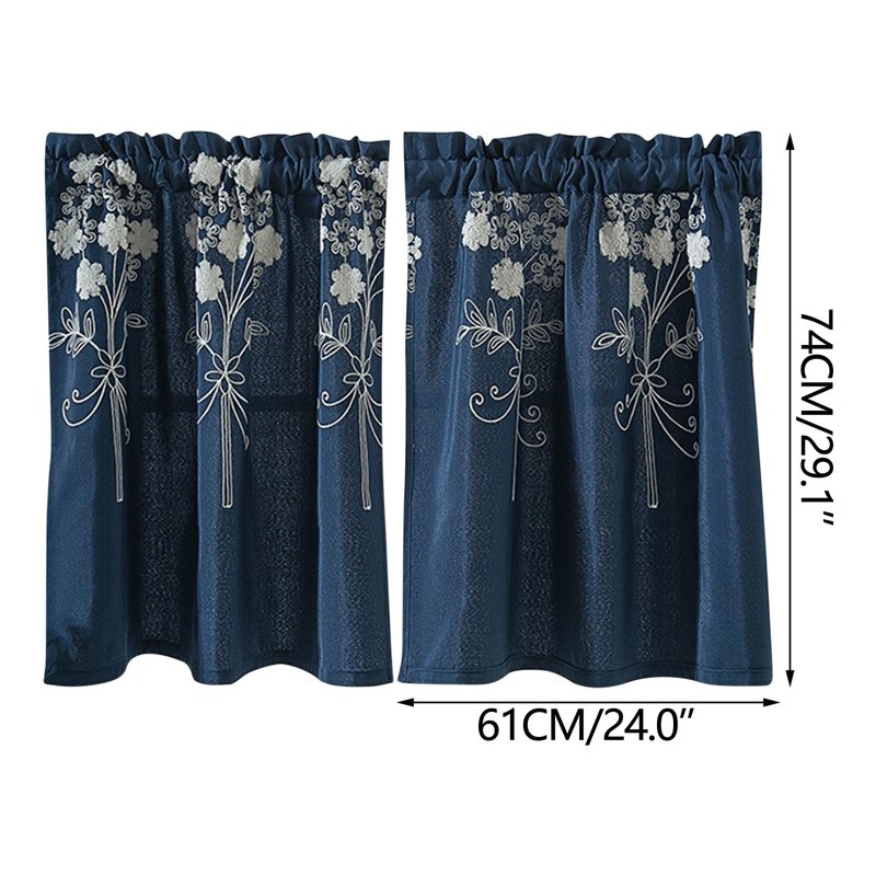 Blackout Cafe Curtains for Small Windows - Thermal Insulated Water-Resistant Short Kitchen & Bathroom Drapes
